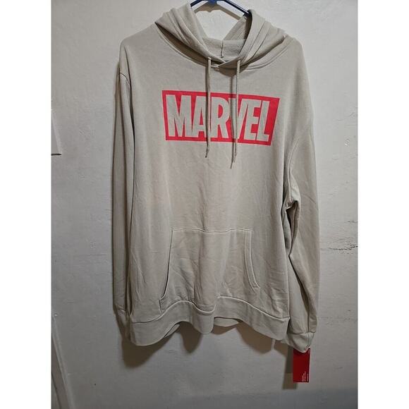 Men's Marvel Hoodie Sweatshirt Size XL Light Beige NEW - Picture 1 of 14